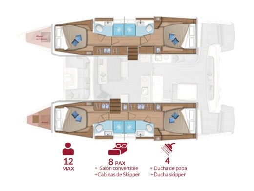 Catamaran Lagoon Lagoon 46 (A.Cond./Watermaker) Plano del barco