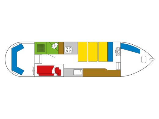 Motorboat Friesland Boating EV950 Plattegrond van de boot