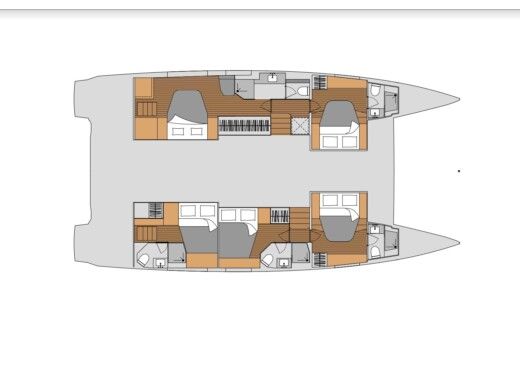 Catamaran  Aura 51 Fountain Pajot Plattegrond van de boot