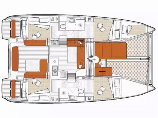 Catamaran Excess Excess 11 Plattegrond van de boot