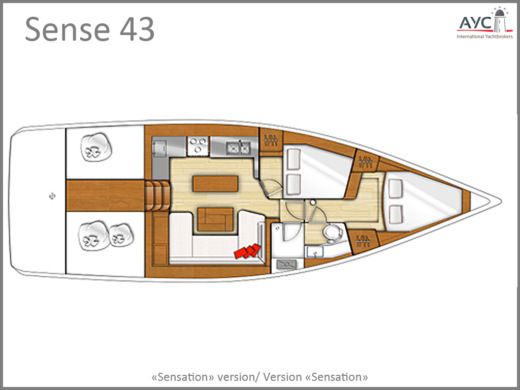 Sailboat BENETEAU SENSE43 Plan du bateau