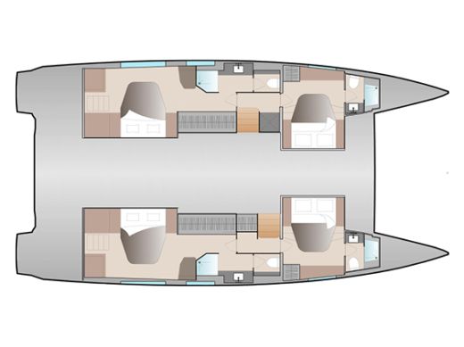 Catamaran  Aura 51 Boot Grundriss