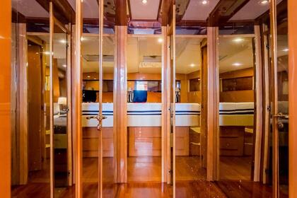 Yacht in marina Santa Eulalia, Ibiza