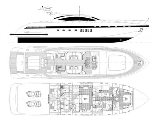 Motor Yacht Mangusta 92 boat plan