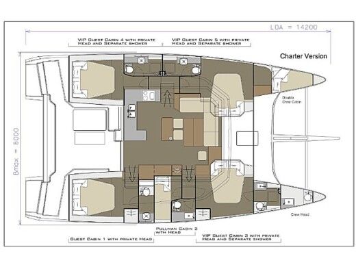 Catamaran  Dufour 48 Catamaran Boat layout