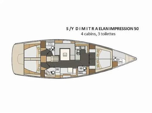 Sailboat  Elan Impression 50[G] Plattegrond van de boot