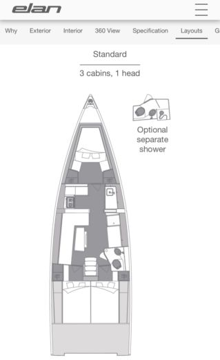 Sailboat Elan GT5 Plan du bateau